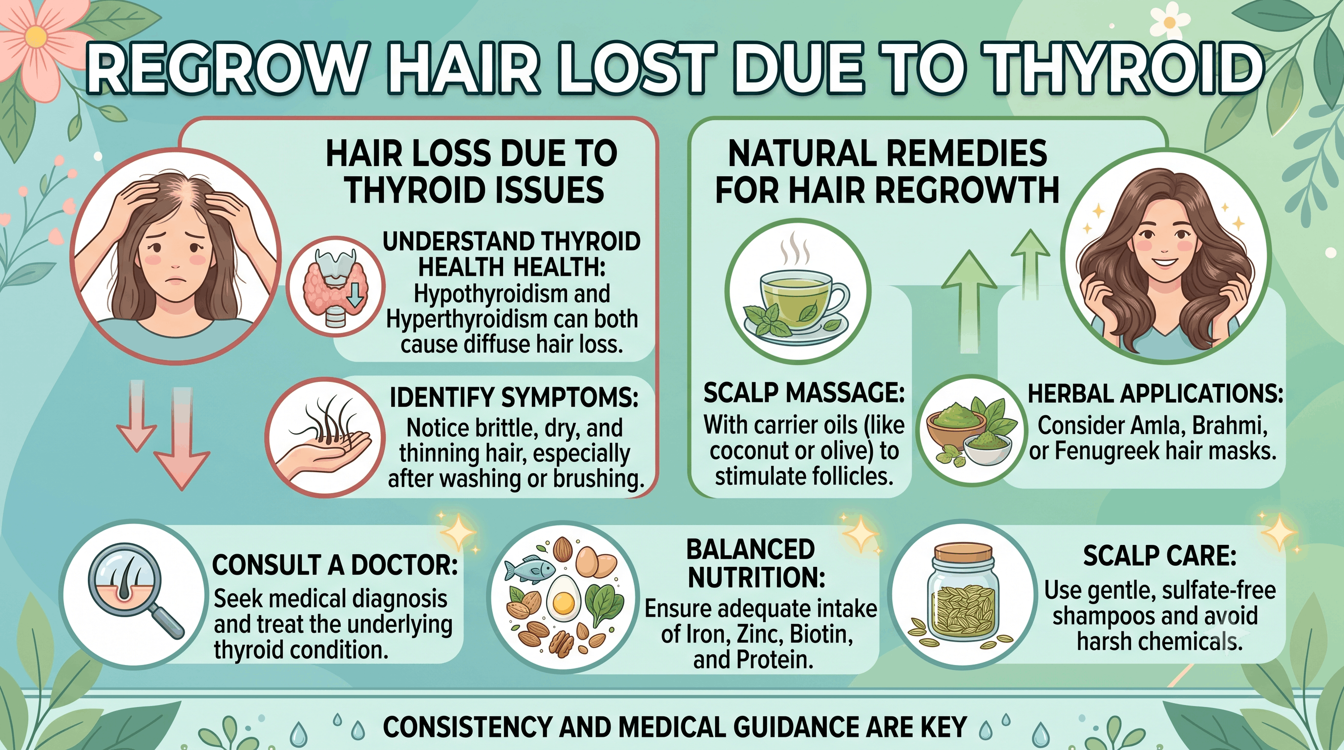 How Can I Regrow Hair Lost Due to Thyroid? Are There Home Remedies for This?